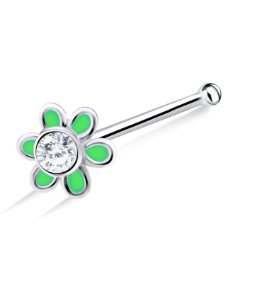 Green Flower Bone Nose Stud NSKD-801E 